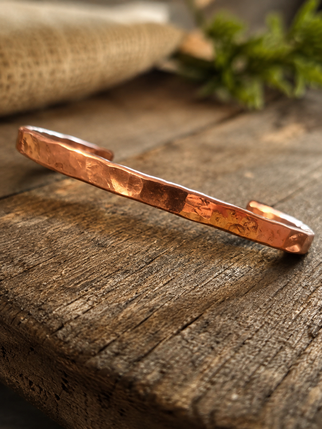 Hammered Copper Bracelet – Handmade Rustic Artisan Jewelry Sizes 5–8.5