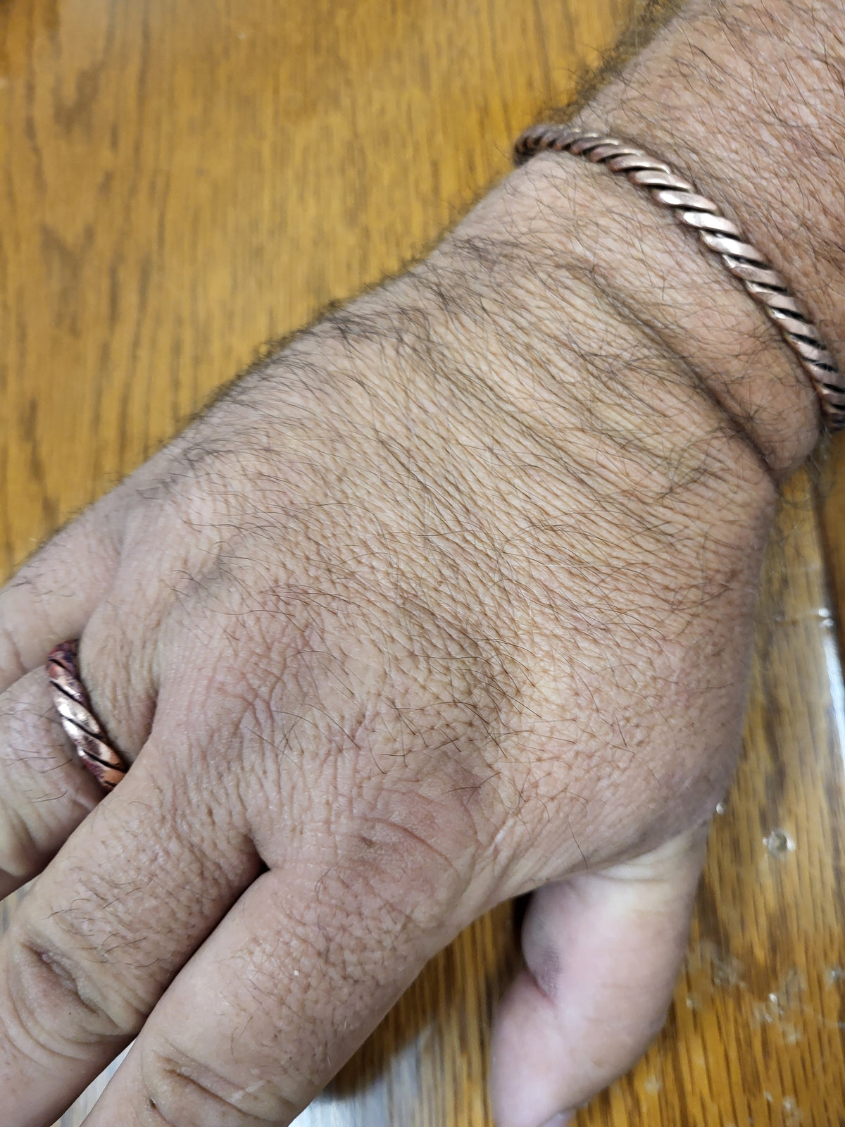 HANDMADE TWISTED COPPER RING & BRACELET SET — $50