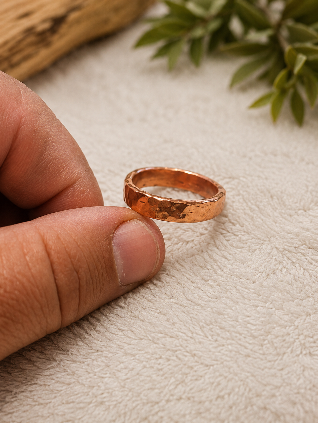 Hammered Copper Ring – Handmade Rustic Artisan Statement Ring