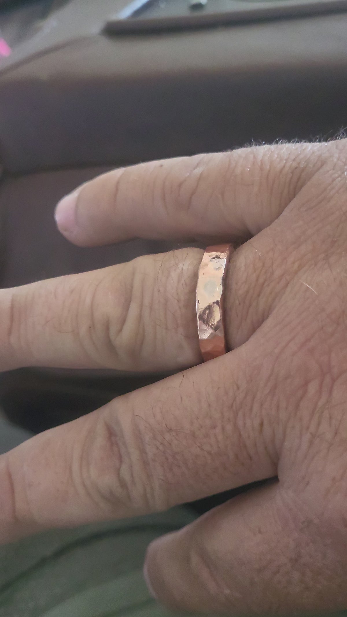 Hammered -Copper Bracelet and Ring Matching Set - $50
